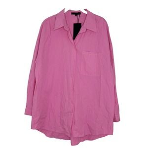 Ava And Ever Material Girl Barbiecore Button Down Oversized Shirt Size 12 New